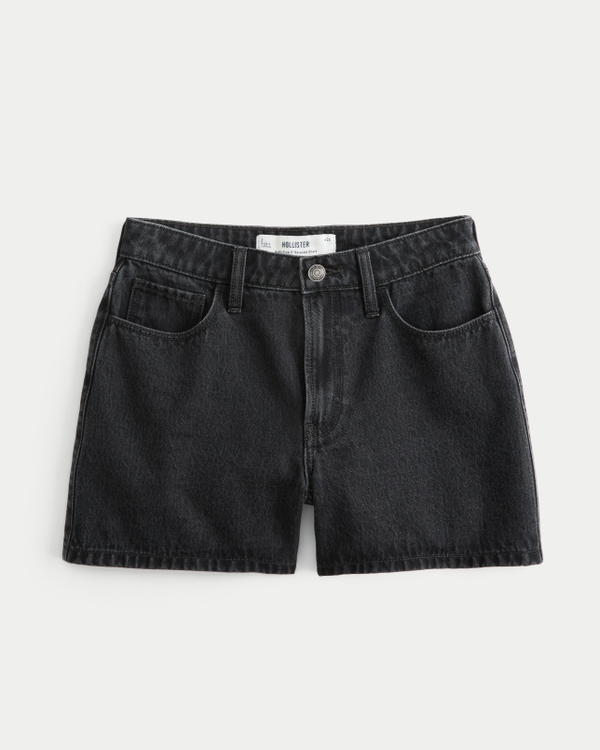 High-Rise Washed Black Relaxed Denim Shorts 5", Washed Black view 2