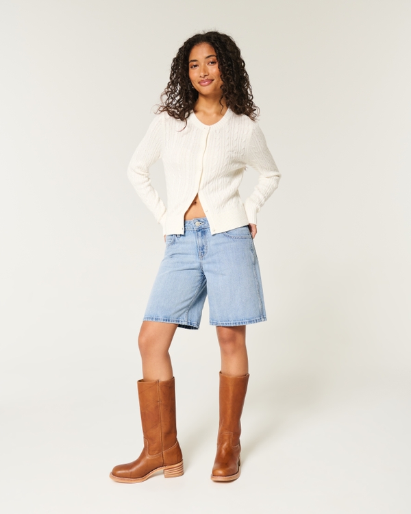 Low-Rise Light Wash Baggy Jort, Light view 1