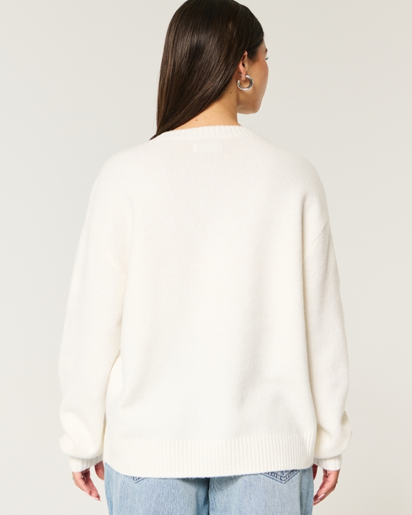 Hollister Comfy Cloud American Flag Graphic Crew Sweater, Cloud White view 2