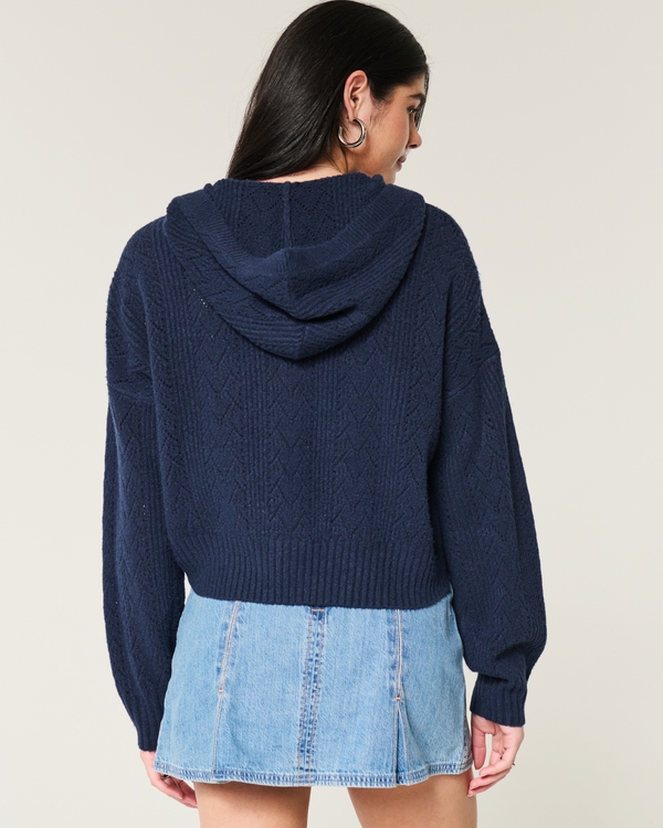 Hollister Comfy Cloud Zip-Up Sweater Hoodie, Navy Blue view 2