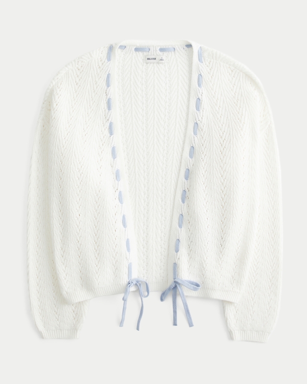Easy Textured No-Close Cardigan, Cloud White view 1