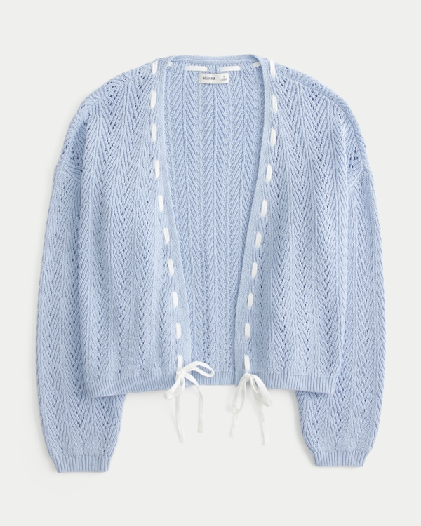 Easy Textured No-Close Cardigan, Dusky Blue view 1