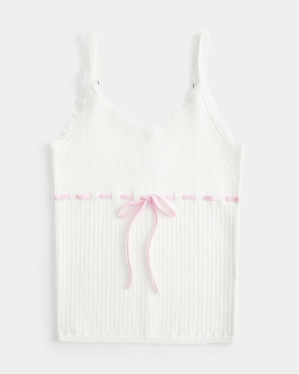Tie-Front Sweater Tank, White view 1