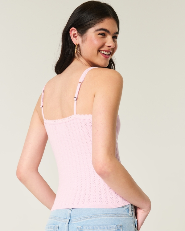 Tie-Front Sweater Tank, Light Pink view 2