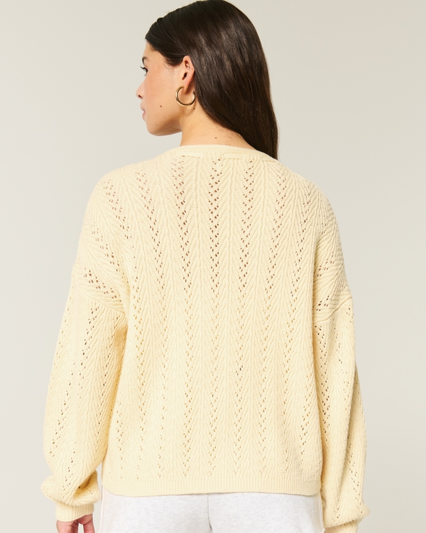 Easy Textured No-Close Cardigan, Butter Yellow view 2