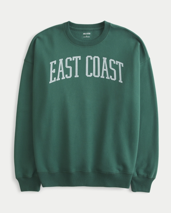 Oversized East Coast Graphic Crew Sweatshirt, Evergreen view 1
