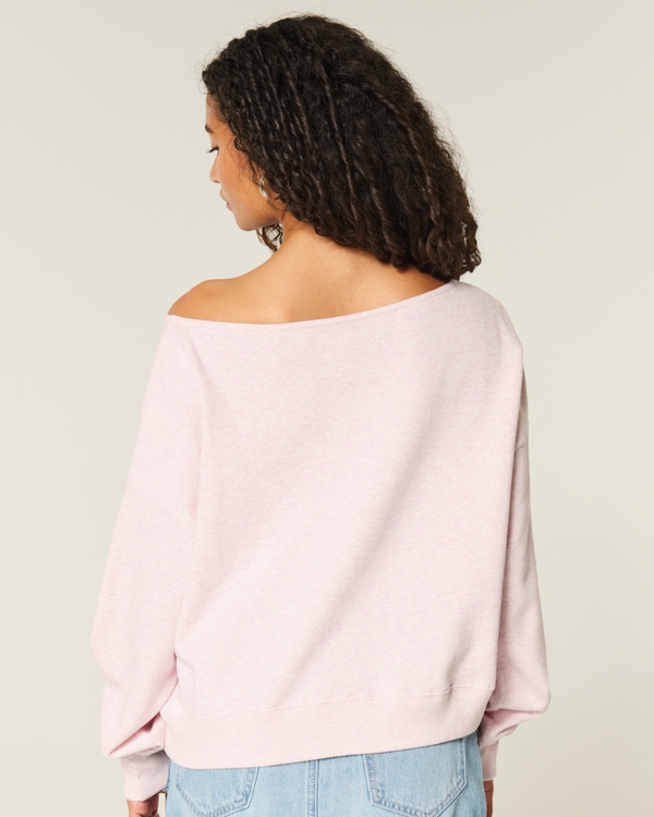 Easy Off-the-Shoulder Sweatshirt, Light Heather Pink view 2