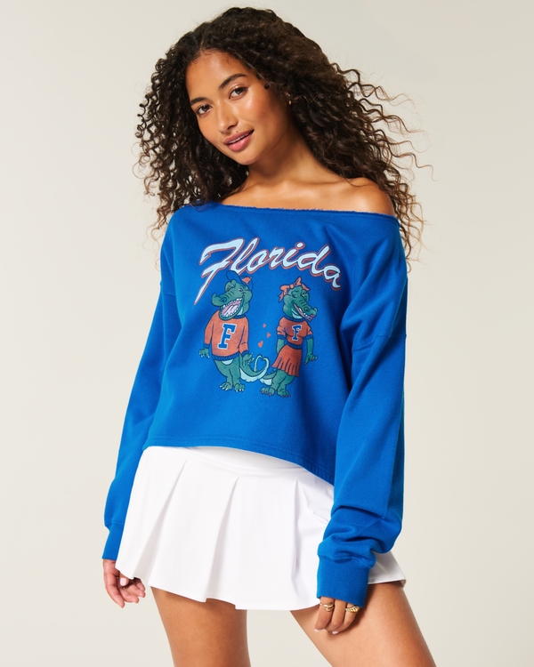 Easy Off-the-Shoulder University of Florida Graphic Sweatshirt, Blue view 1