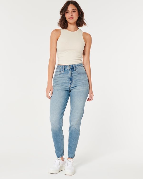 Curvy Ultra High-Rise Medium Wash Mom Jeans, Medium Wash view 1