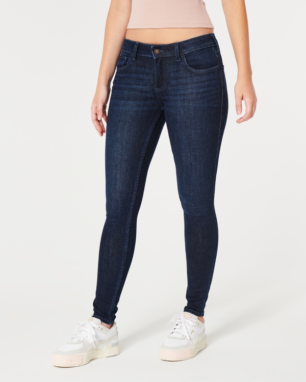 Curvy Low-Rise Dark Wash Super Skinny Jeans, Dark Wash view 2