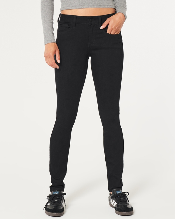Low-Rise Black Super Skinny Jeans, Black view 2