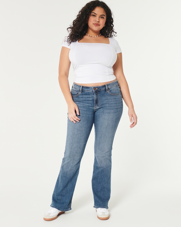 Curvy Mid-Rise Medium Wash Boot Jeans, Medium Wash view 1