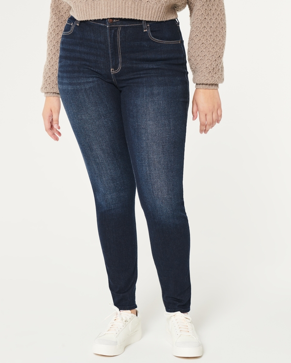 Curvy High-Rise Dark Wash Super Skinny Jeans, Dark Wash view 2