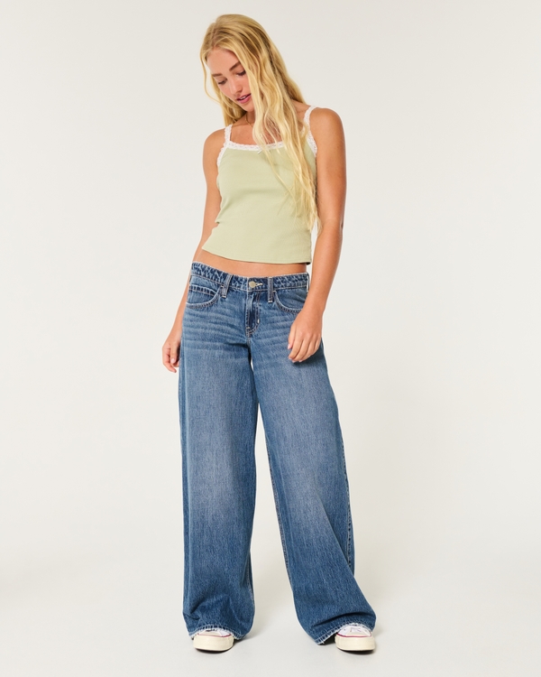 Low-Rise Medium Wash Super Baggy Jeans, Dark Medium Wash view 2