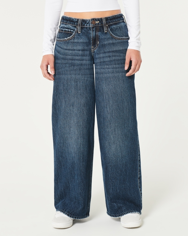 Low-Rise Dark Wash Super Baggy Jeans, Dark Wash view 2
