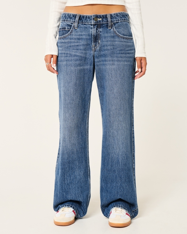Low-Rise Dark Wash Baggy Jeans, Medium view 2