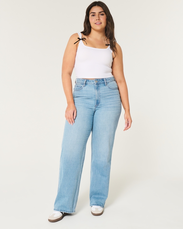 Curvy Ultra High-Rise Medium Wash Baggy Jeans, Medium view 1