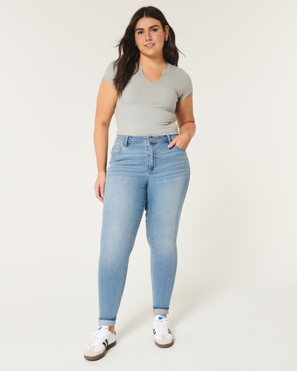 Curvy High-Rise Medium Wash Super Skinny Jeans, Medium view 1