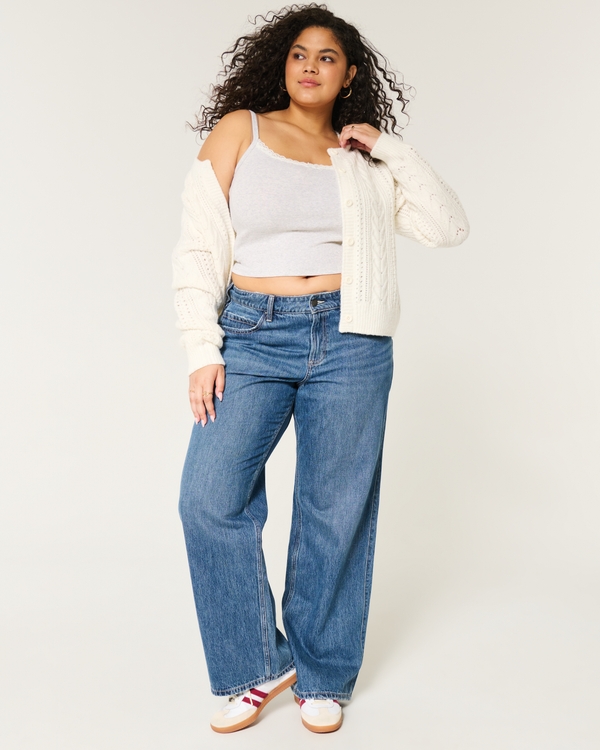 Curvy Mid-Rise Medium Wash Baggy Jeans, Medium view 1
