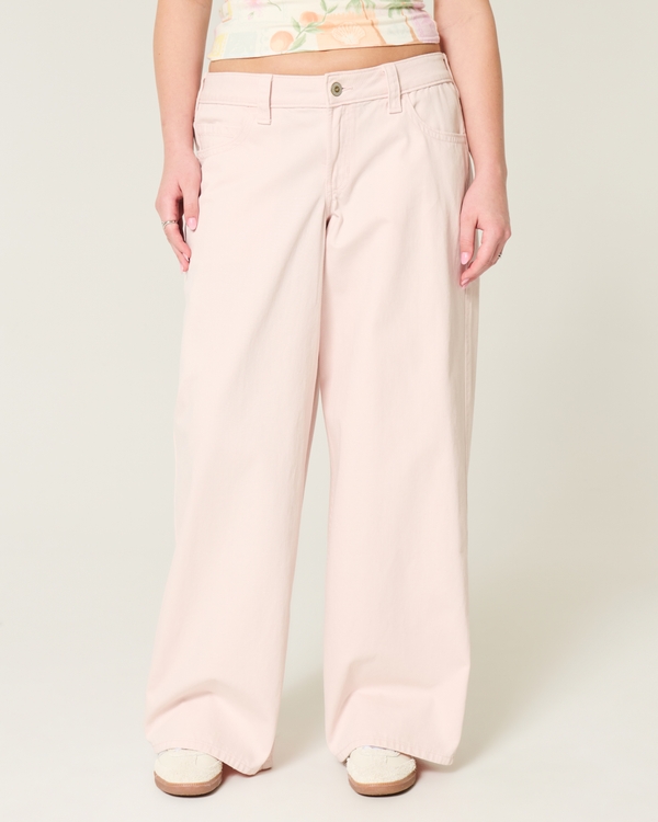 Low-Rise Pink Super Baggy Jeans, Light Pink view 2
