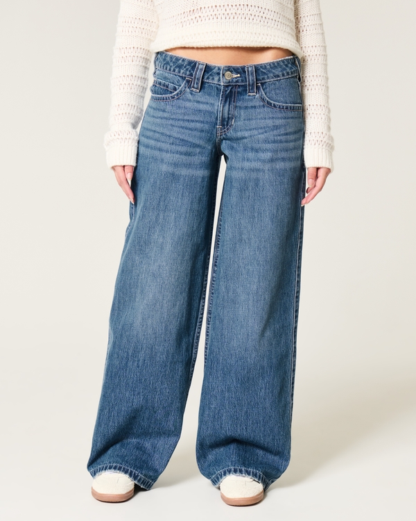Low-Rise Dark Wash Super Baggy Jeans, Medium view 2