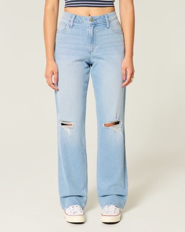 Curvy High-Rise Ripped Light Wash Dad Jeans, Light Ripped view 2