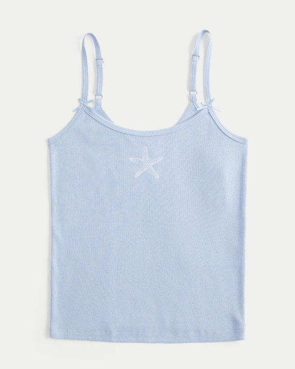 Ribbed Starfish Graphic Cami, Dusty Blue view 1