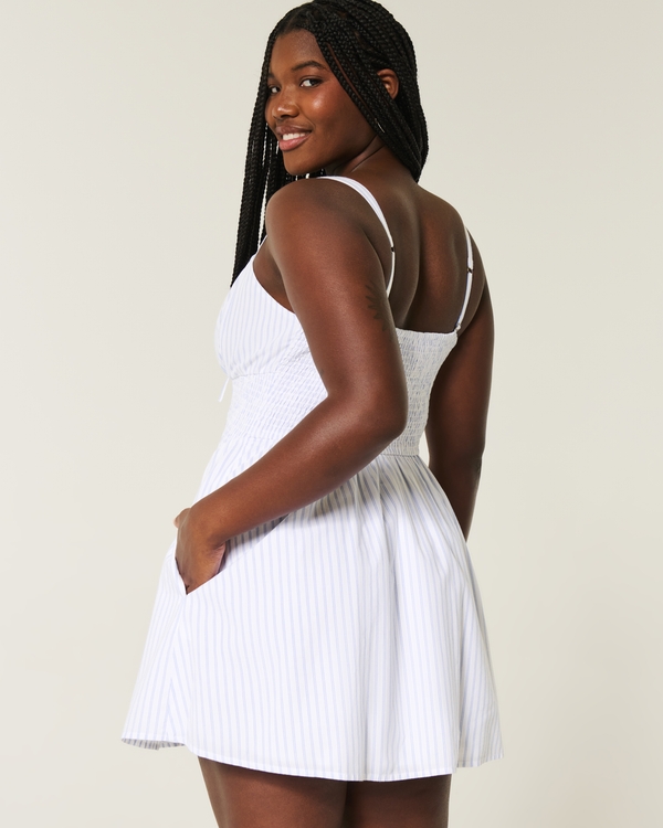 Hollister Sofia Button Front Mini Dress, Light Blue Stripe view 2