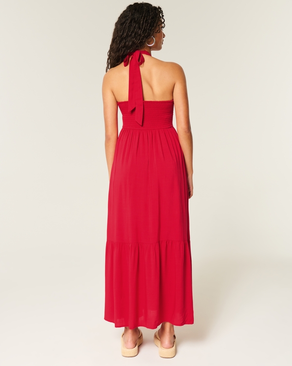 Halter Maxi Dress, Cherry Red view 2