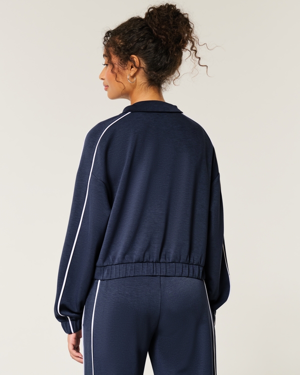 Gilly Hicks Active Cooldown Crop Track Jacket, Navy view 2