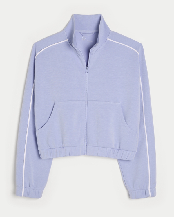 Gilly Hicks Active Cooldown Crop Track Jacket, Periwinkle view 1
