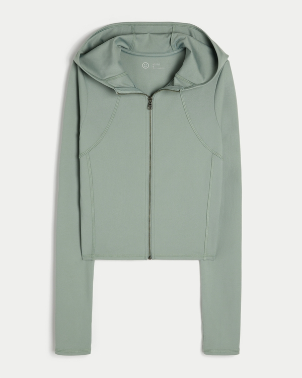 Gilly Hicks Active Recharge Zip-Up Hoodie, Glacier Green view 1