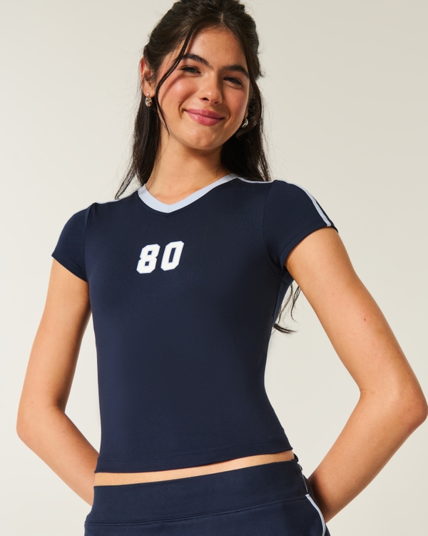 Gilly Hicks Active Graphic Baby Tee, Navy view 1