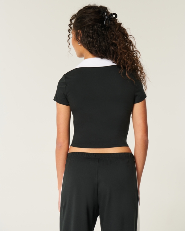 Gilly Hicks Active Short-Sleeve Polo, Black view 2