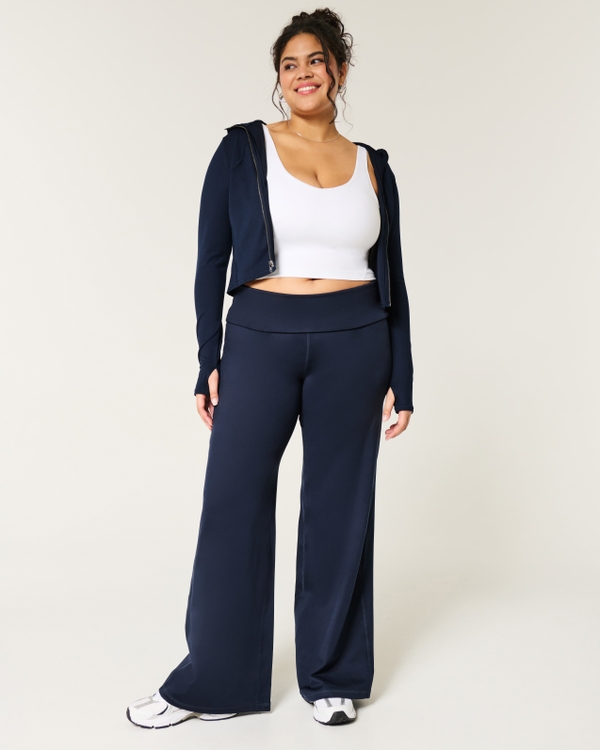Gilly Hicks Active Recharge Foldover Waist Wide-Leg Pants, Navy view 1
