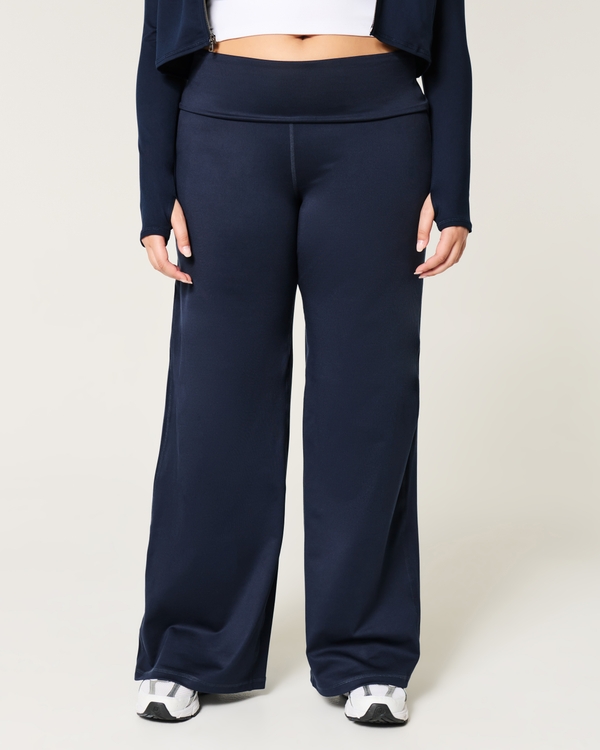 Gilly Hicks Active Recharge Foldover Waist Wide-Leg Pants, Navy view 2