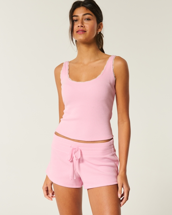 Gilly Hicks Cozy Waffle Shorts, Blush Pink view 2